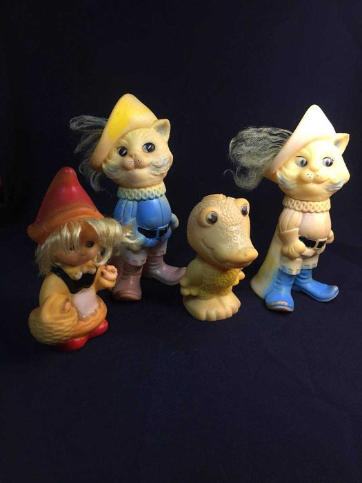 Игрушки времен СССР Кот в сапогах Красная шапочка Крокодил Гена