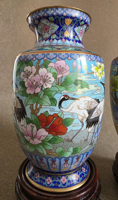 Para dużych wazonów Cloisonne, Emaliowana Komórkowa, Chiny