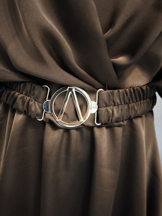 Satynowy elegancki kombinezon czekoladowy s m l xl