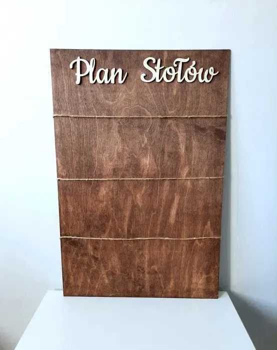 Plan stołów dąb rustykalny tablica ślubna rozmieszczenie gości