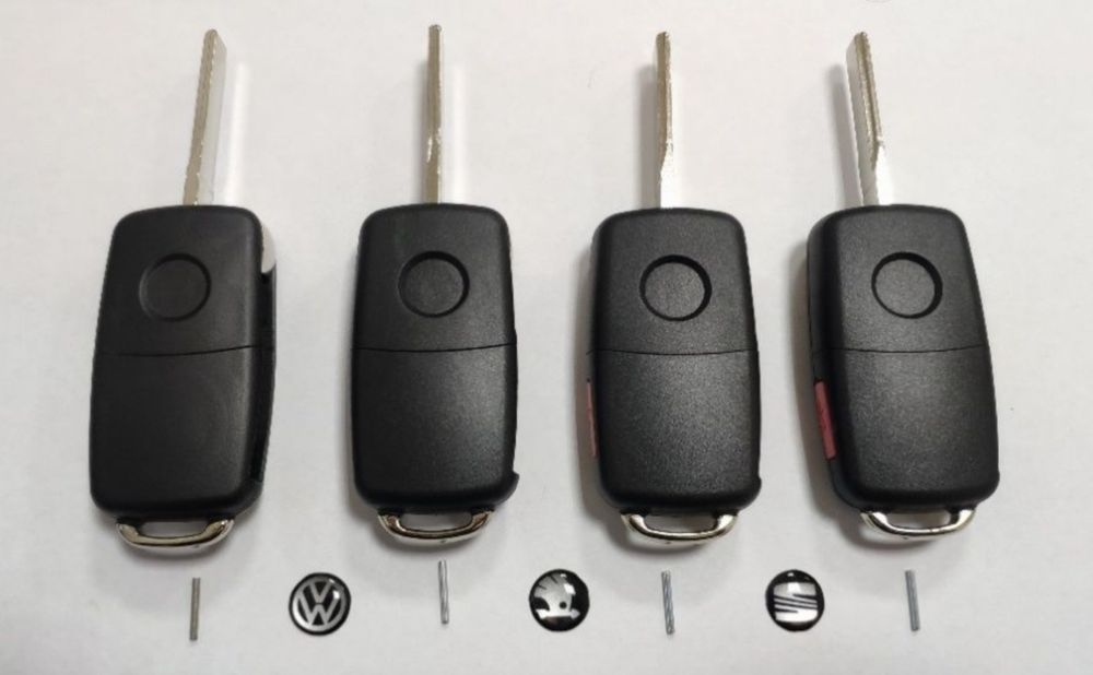 Выкидной ключ VW, Skoda, Seat, Audi + Лого + Батарейка