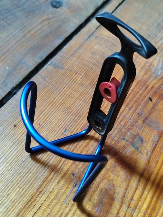 Koszyk na bidon Decathlon niebieski anoda szosa MTB kolarzówka retro