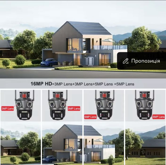 IP камера / wi-fi camera / 16 mp / 12x зум / 3 в 1 / три камери