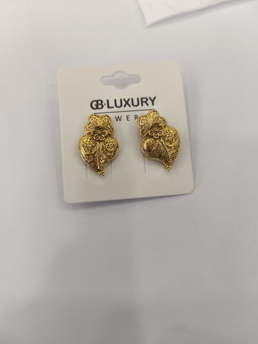 Brincos de coração Viana banhada a ouro
