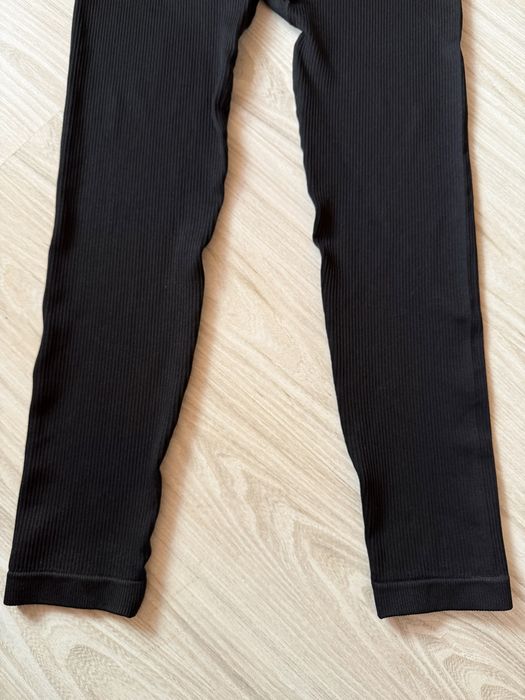 Legginsy damskie nowe czarne prążek bezszwowe wysoki stan L/XL