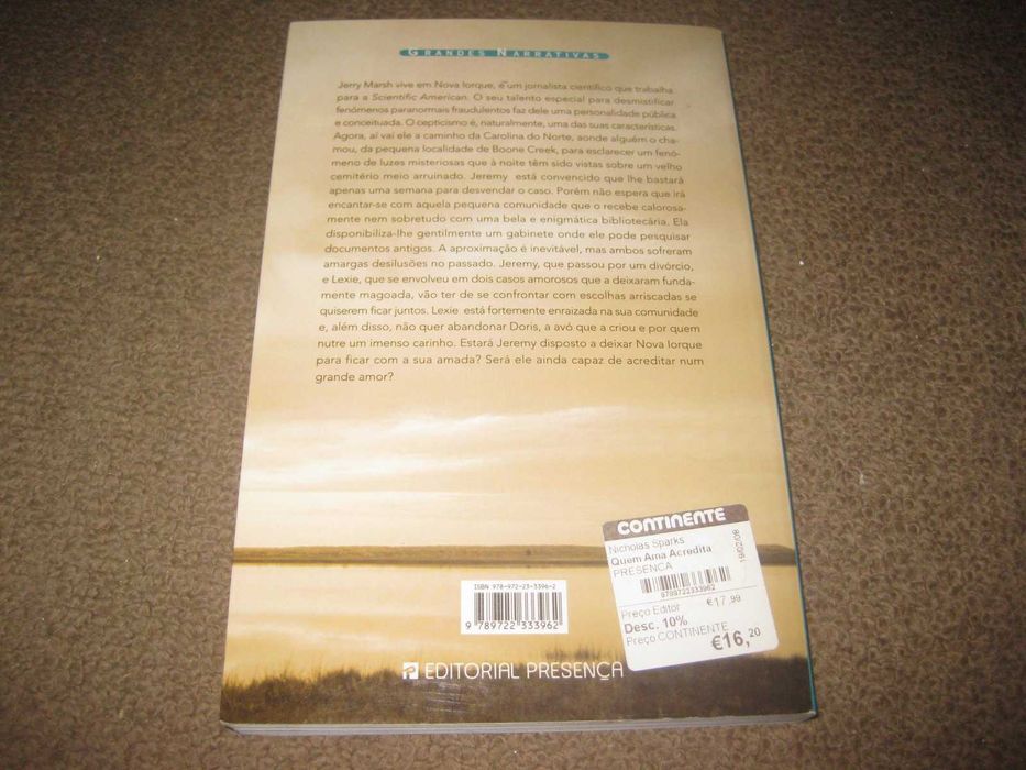 Livro "Quem Ama Acredita" de Nicholas Sparks
