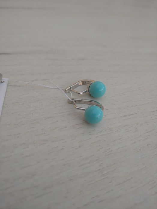 Срібні сережки з натур. каменем