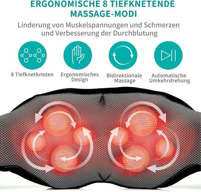 Масажер для шиї та спини з розслабляючим теплом Nekteck Shiatsu