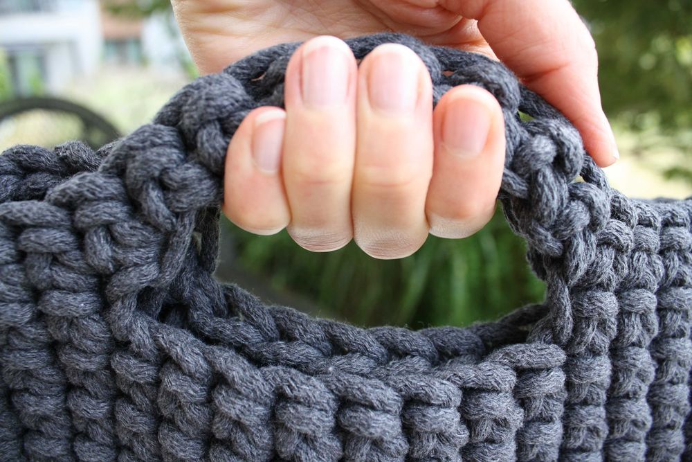 Sploting - torba szydełkowa A4, bawełna, kolor szary