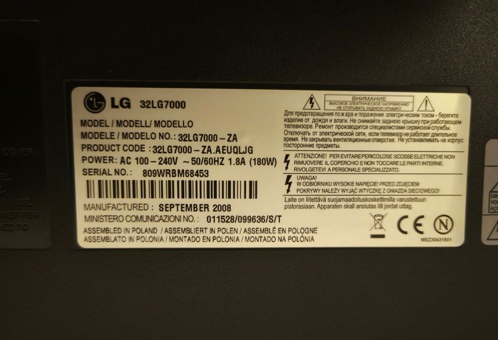 Peças para LG modelo 32LG7000