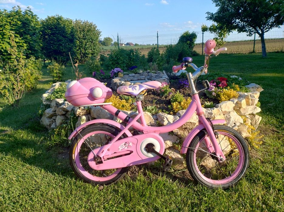 Rowerek dziecięcy  koła 14 rower dla dziewczynki z kuferkiem