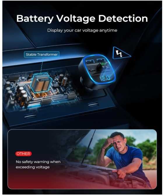 Transmiter samochodowy Bluetooth 5.0 z ładowarką USB Lencet T25