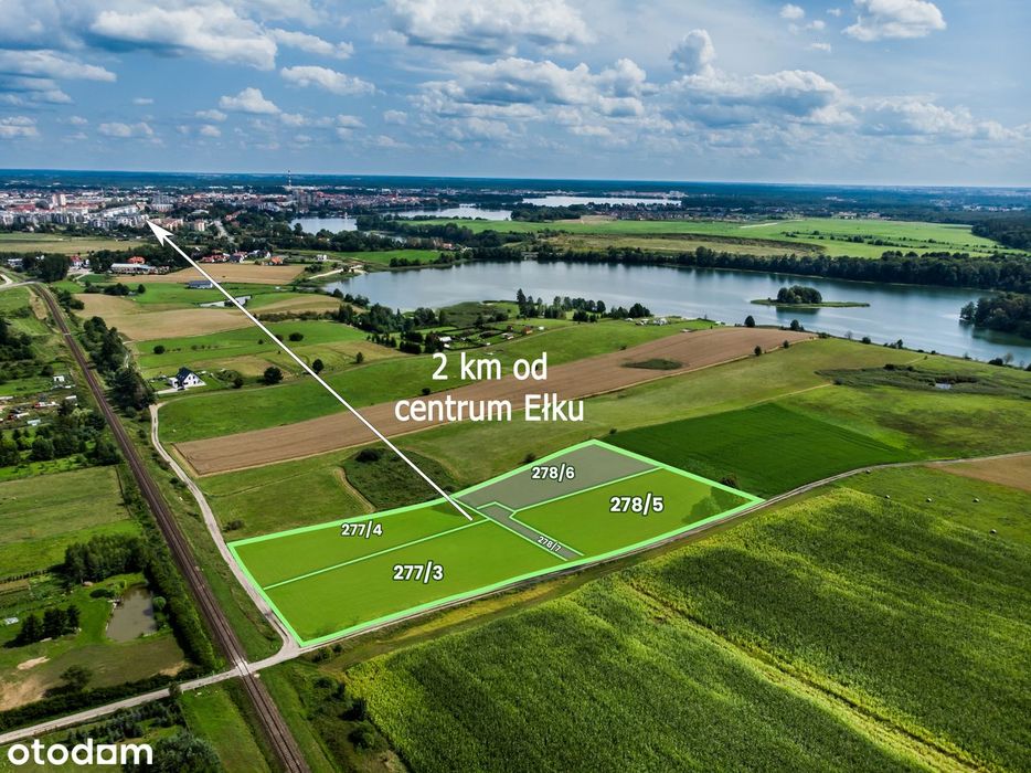 Działka 2 km od centrum Ełku, WZ, Siedliska, przy jeziorze sunowo