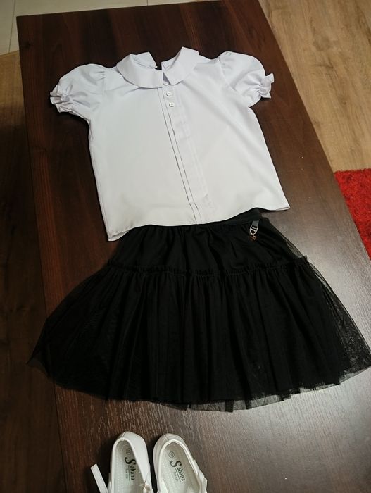 Balerinki białe bluska biała sukienka