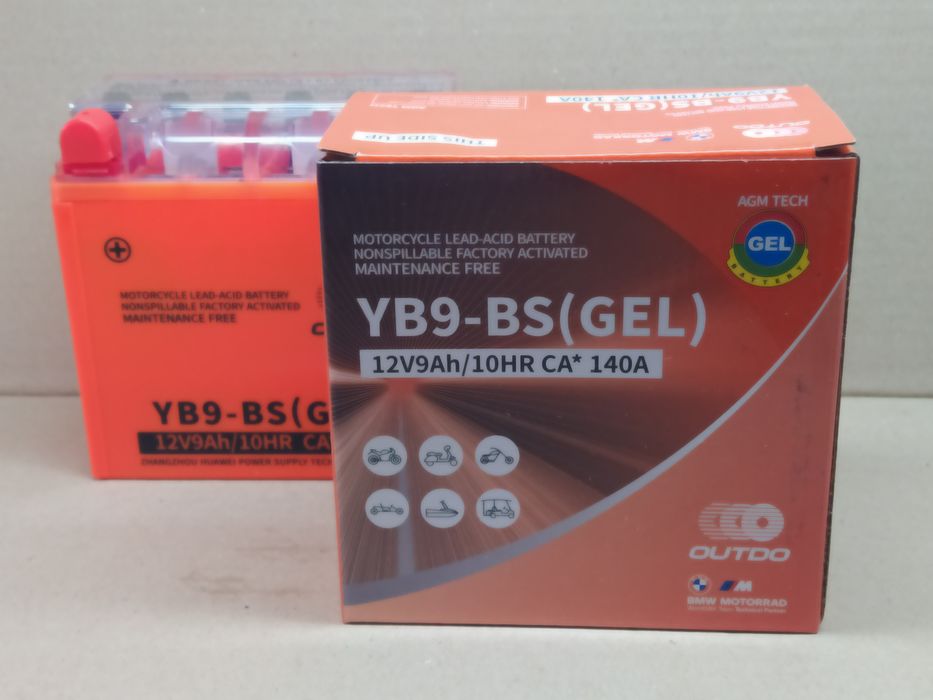 Аккумулятор мото АКБ GEL 12V 9A 137-76-134mm YB9-BS "OUTDO"