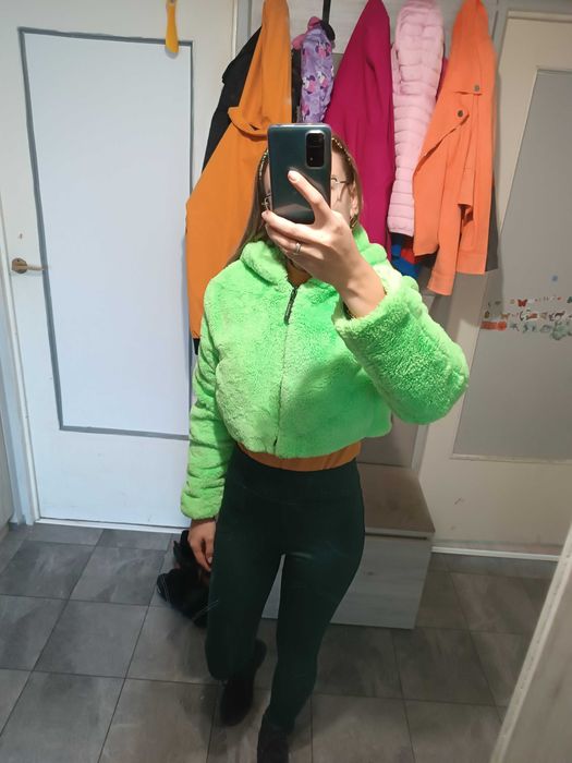 Bluza futerko ocieplacz kurtka polar neon