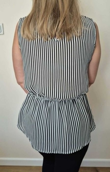 bluzka paski biała-czarna 38*H&M* bez rękawów