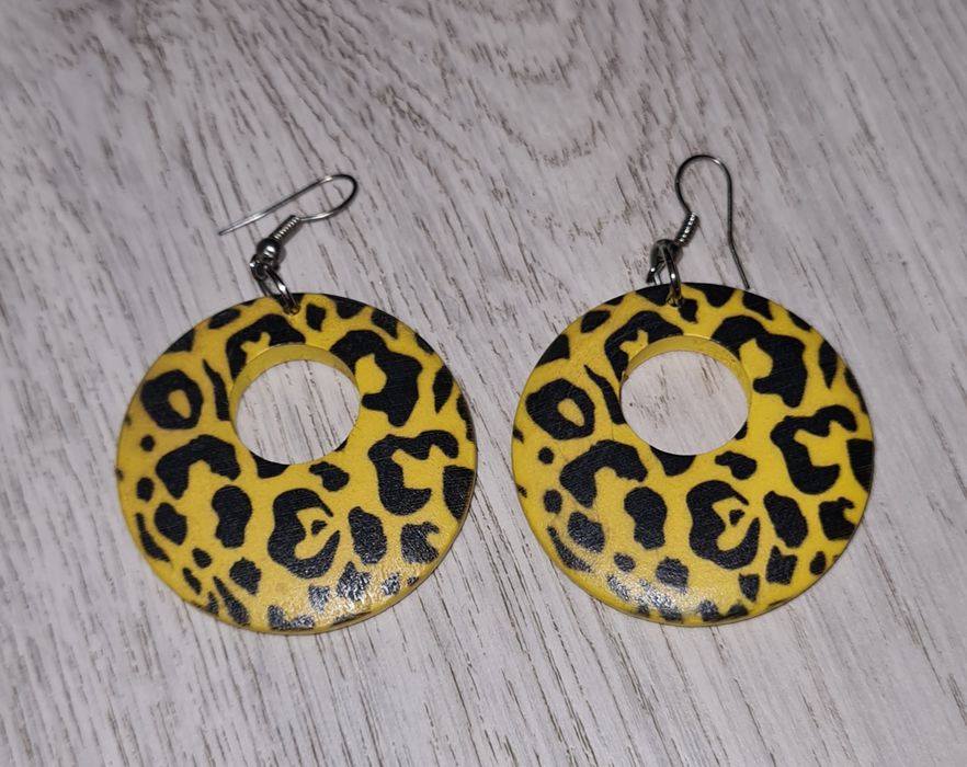 Kolczyki damskie panterka żółty