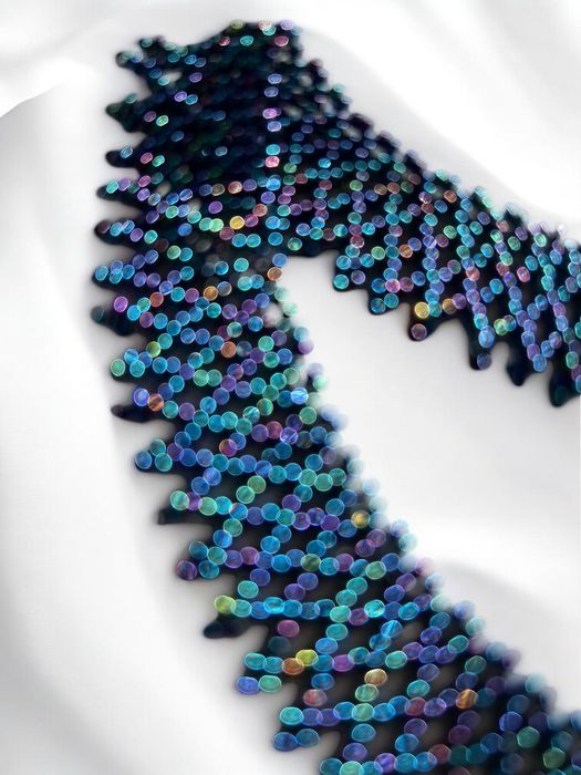 Kolia koralikowa benzynowy granatowy | naszyjnik pleciony elegancki