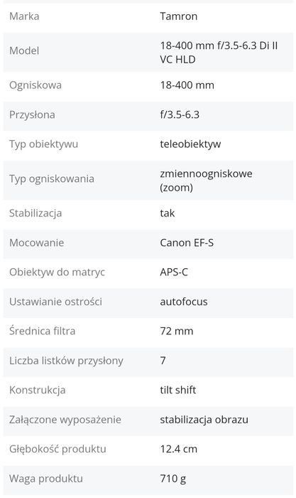 Tamron Canon EF-S 18-400 mm f/3.5-6.3 Di II VC HLD