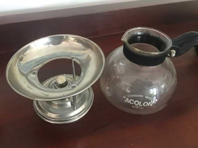 Cafeteira Inglesa ACOLON com suporte metálico para lamparina - balão