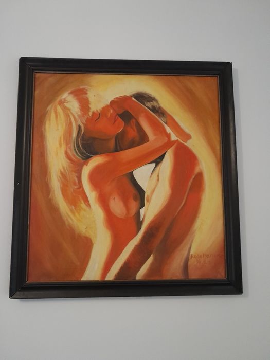 Obraz malowany na płótnie sygnowany akt.