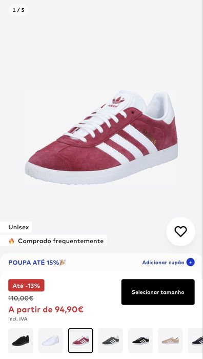 Adidas GAZELLE originais bordeaux novas nunca usadas