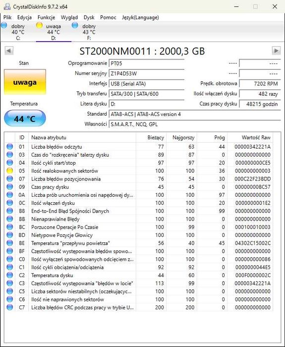Dysk Twardy HDD Seagate 2000GB