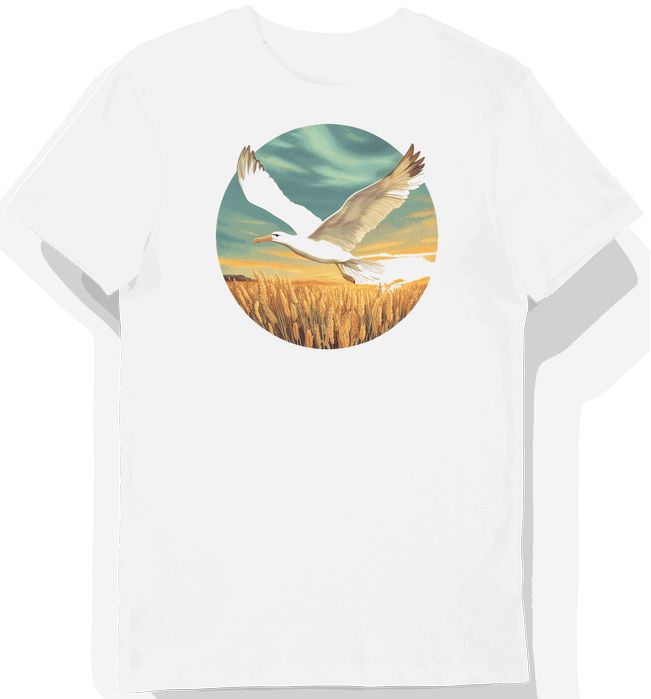 Koszulka męska biała z motywem albatrosa o białych skrzydłach L