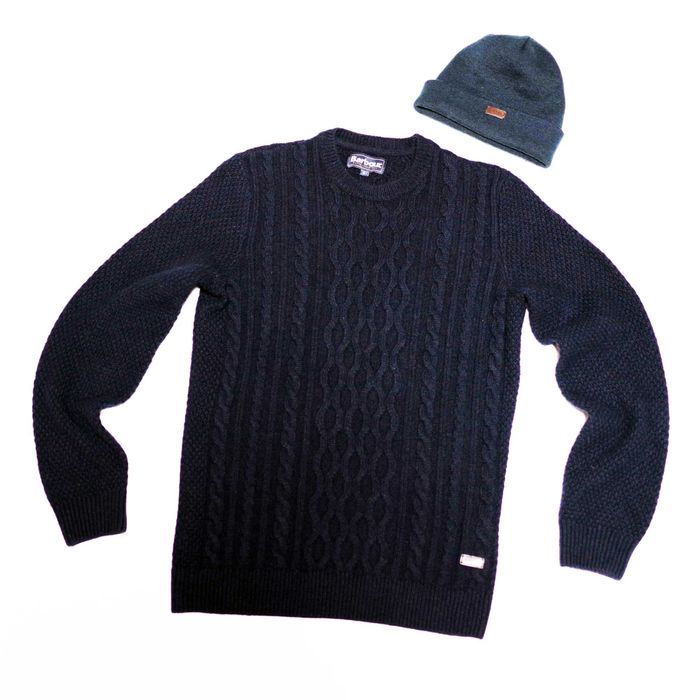 В'язаний светр ​Barbour Chunky Cable Sweater оригінал S-M розм+ шапка