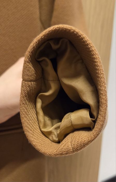 Jasnobrązowy/karmelowy klasyczny płaszcz wełniany Promod 38