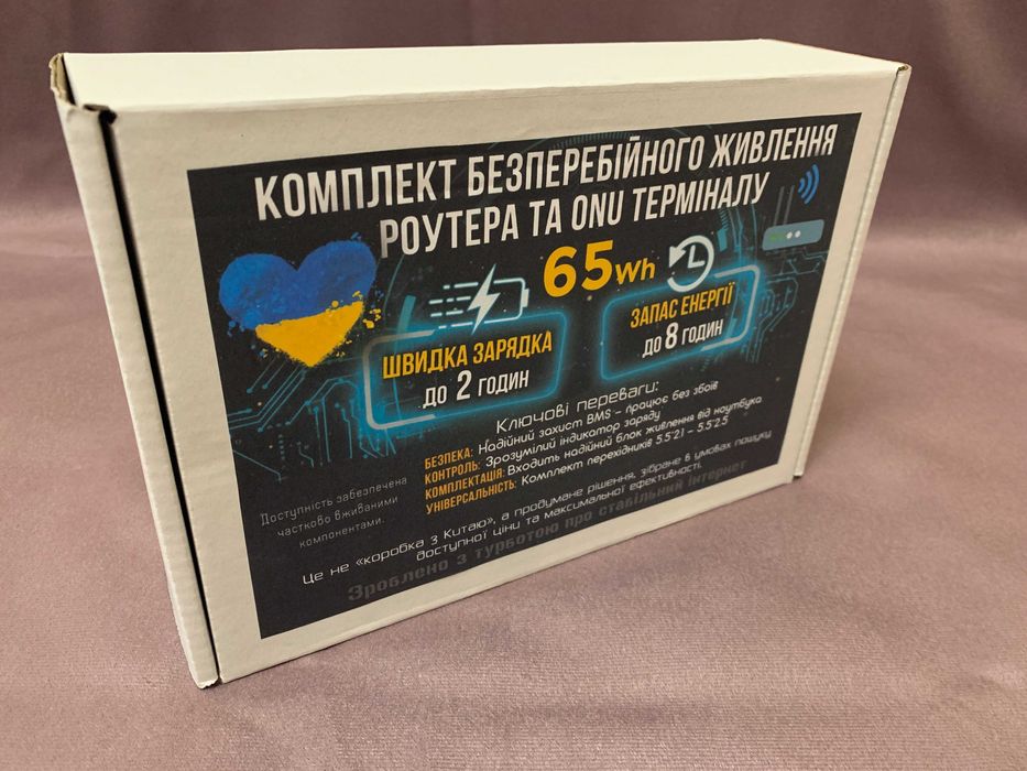 ДБЖ UPS для Роутера та ONU. 8-16 годин. Швидка зарядка. 12V вихід