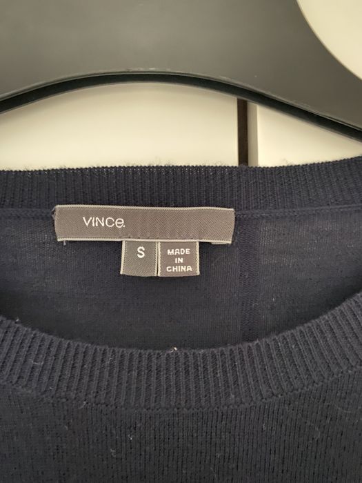 Sweterek bluzka top WEŁNA 100% ze skórzanymi rękawkami S Vince