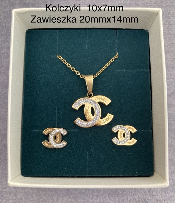 Kolczyki cc cyrkonie logo stal 316L