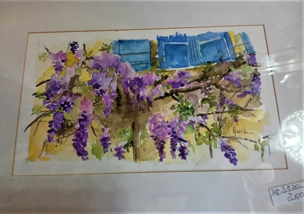 Quadro Aguarela Glicínia