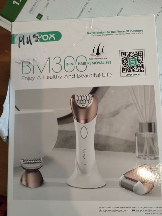 Elektryczny Depilator Damski 3w1 VOYOR Bezprzewodowy 30 Pęset LCD IPX6