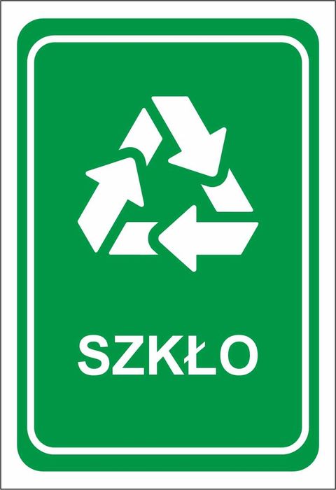Naklejka na kosz ,,SZKŁO" do segregacja odpadów śmieci 30x20