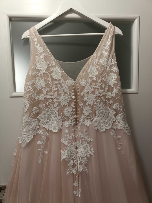 Suknia Ślubna Plus Size pudrowy róż