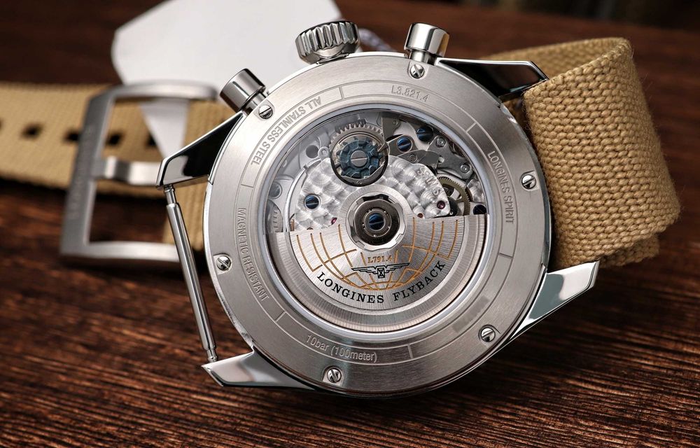 Longines Spirit Flyback Chronograph COSC Chronometer NATO L3.821.4.53.9 Pilot Sportowy Zegarek Męski