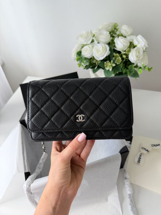 Сумка Chanel Wallet on Chain (WOC) / сумка Шанель ікра, чорна