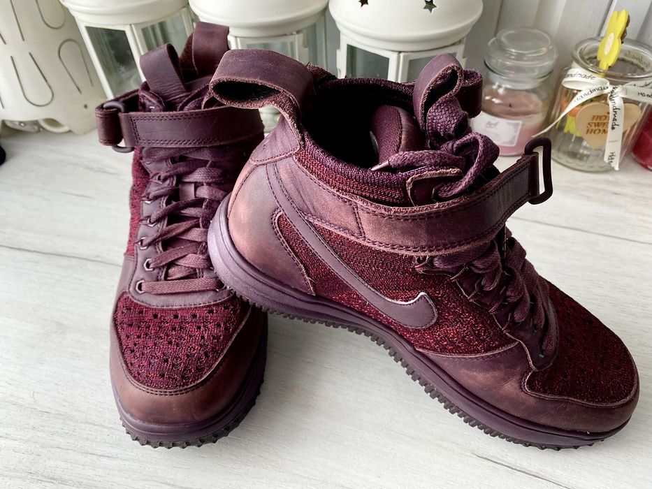 Nike force one 1 lunar bordowe