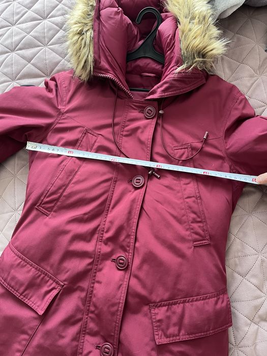 Пуховик куртка пальто жіноча super dry бордова 42-44 розмір