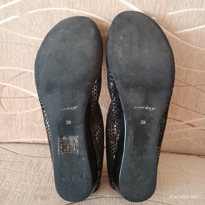 Baleriny damskie skórzane