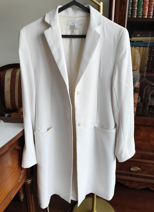 Casaco longo elegante Zara Woman Branco