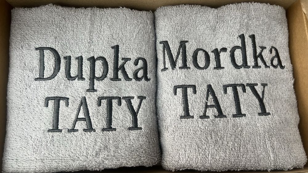 Dzień taty dwa ręczniki prezent ręcznik szary