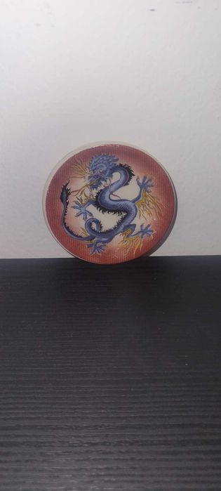 Mini Prato Decorativo / Pousa-Copos em Porcelana - Dragão Imperial