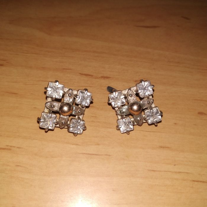 Серьги серебряные с золотой вставкой 925