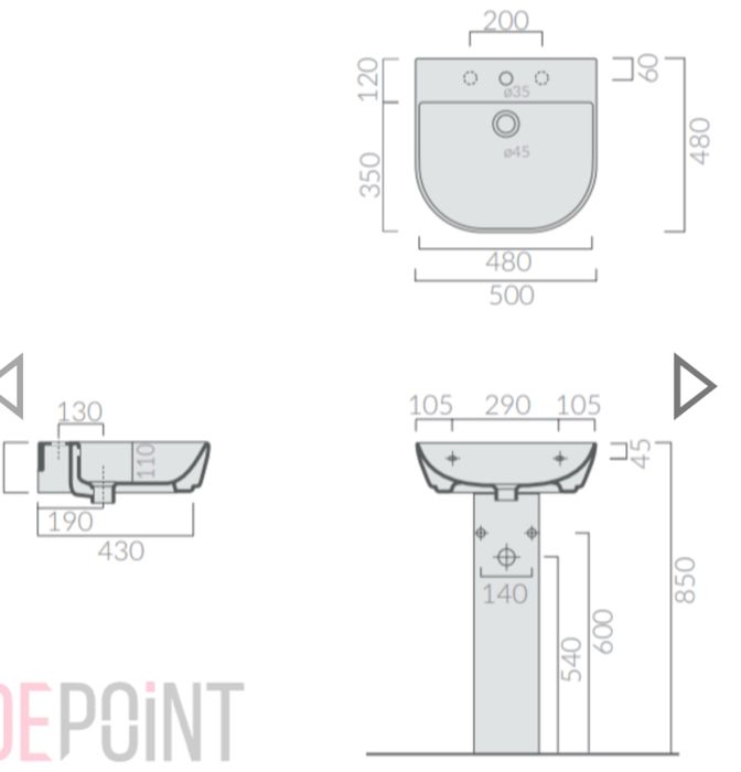 Раковина 50х48 см Galassia M2, белый (5204)