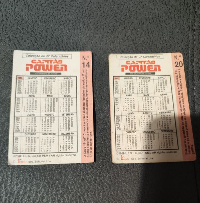 Dois calendários de bolso do Capitão Power