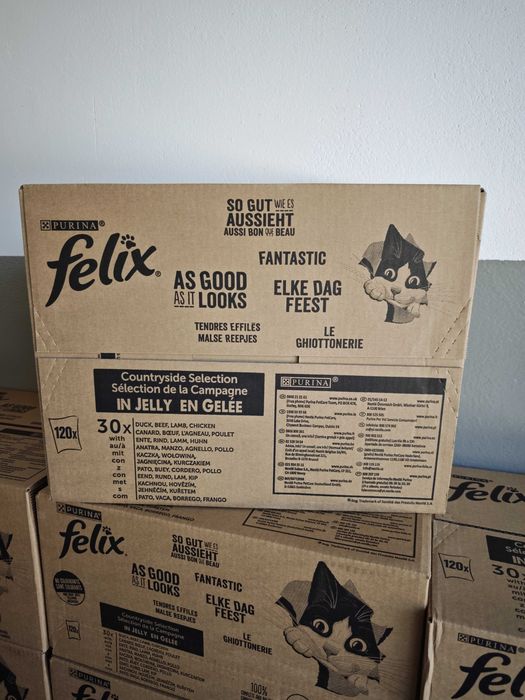 Karma dla kota w saszetkach Purina Felix, 120 sztuk, 85gram, mix smaków, DARMOWA dostawa